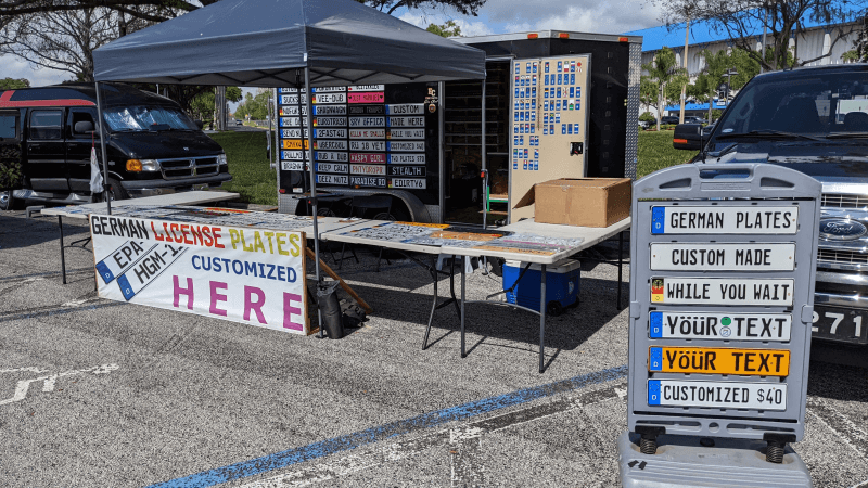 This is our German license plate booth at car shows across the USA