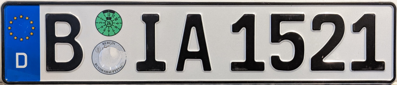 A used german license plate from Berlin